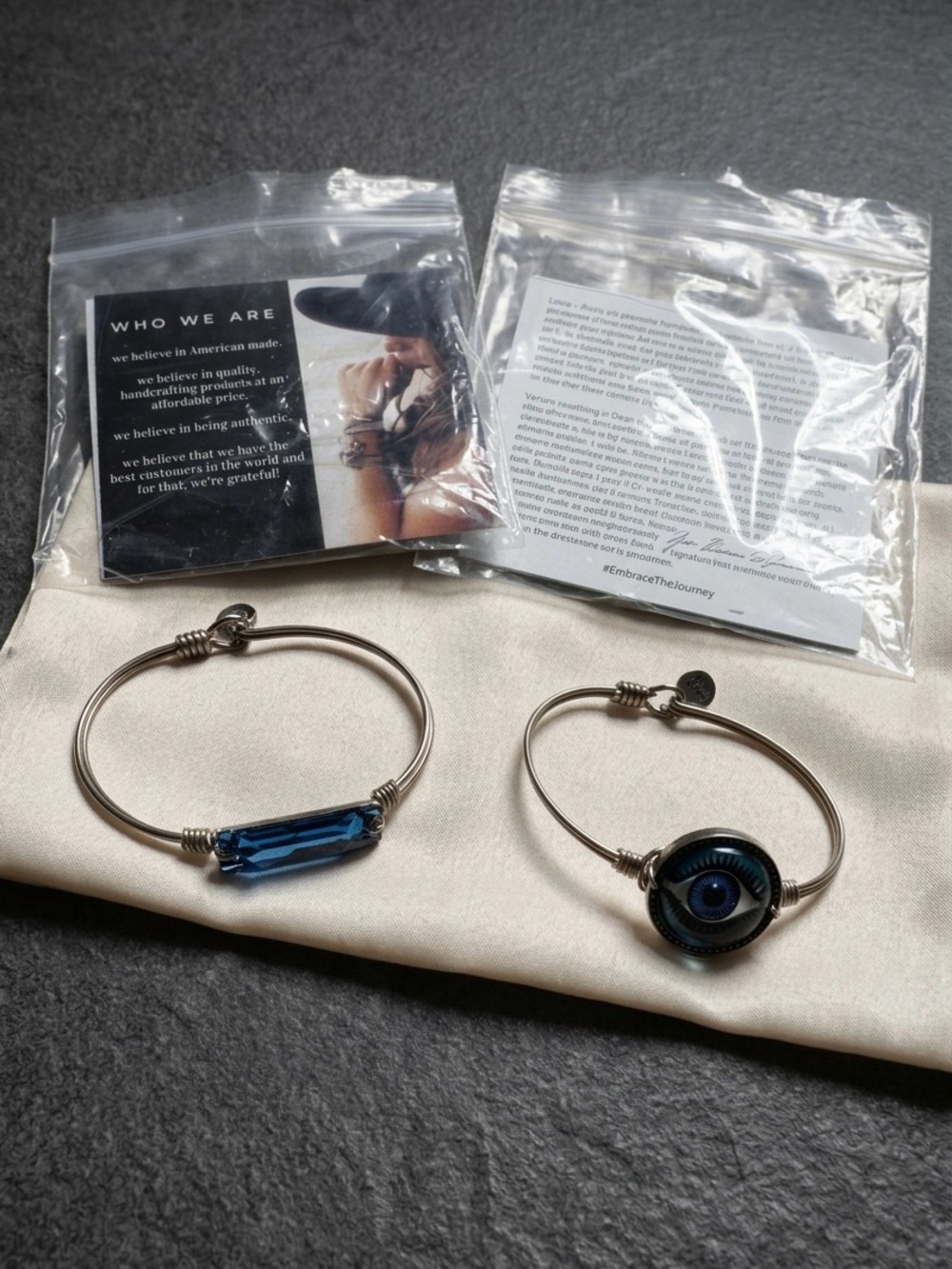 NWT Luca + Danni Bangle Bracelet Set – Blue Crystal & Evil Eye – Made in USA